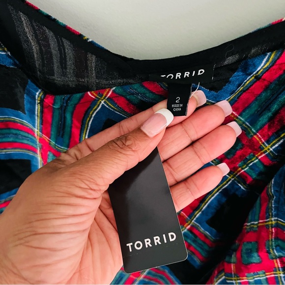 Torrid Plaid Sophie Velvet Swing Cami NWT Size 2X - Picture 5 of 5